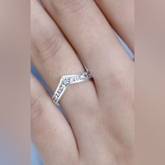 Swarovski Premium Crystal Wishbone Ring in Sterling Silver 8 - Picture 5 of 16
